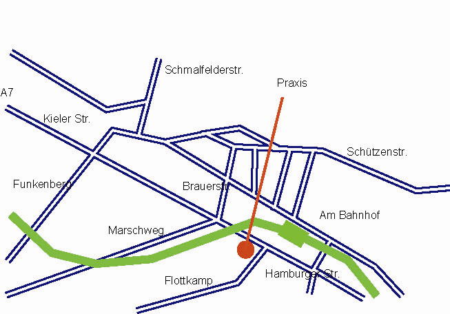 Praxisgebäude der Gemeinschaftspraxis Ahlquist in der Hamburger Straße in Kaltenkirchen